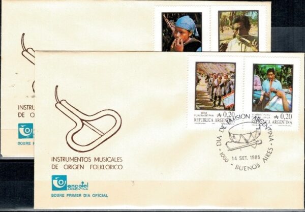 FDC INSTRUMENTY MUZYCZNE POCHODZENIA LUDOWEGO ARGENTYNA MI.1765-1769