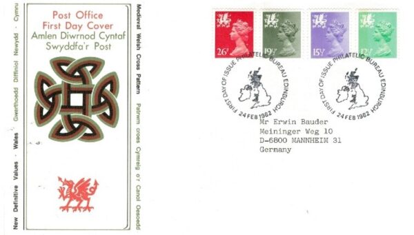 FDC KRÓLOWA ELŻBIETA II WALIA MI.35-38