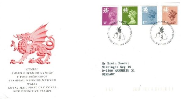 FDC KRÓLOWA ELŻBIETA II WALIA MI.42-45