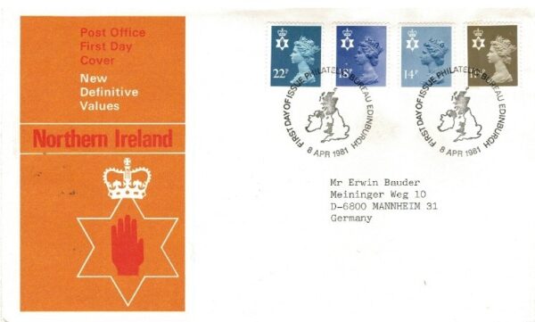 FDC KRÓLOWA ELŻBIETA II IRLANDIA PÓŁNOCNA MI.30-33