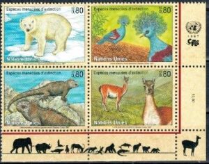 ZWIERZĘTA ONZ SZWAJCARIA MI.305-308**