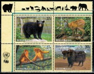 ZWIERZĘTA ONZ USA MI.946-949** KOMBINACJA