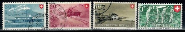 DWORCE KOLEJOWE SZWAJCARIA MI.480-483 KASOWANE