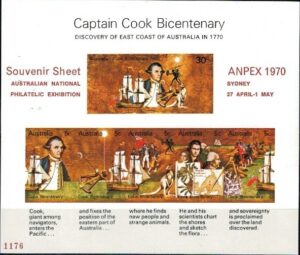 KAPITAN COOK AUSTRALIA MI.BL.1** Z NADRUKIEM