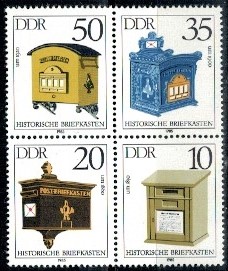 SKRZYNKI POCZTOWE DDR MI.2924-2927**4-BLOK KOMBINACJA