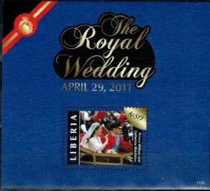 ŚLUB KSIĘCIA WILLIAMA I CATHERINE MIDDLETON LIBERIA MI.BL.616**