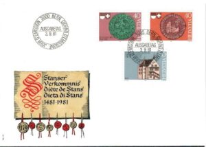 FDC ROCZNICA SZWAJCARIA MI.1203-1205