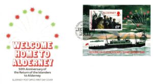 FDC ROCZNICA ALDERNEY MI.BL.1