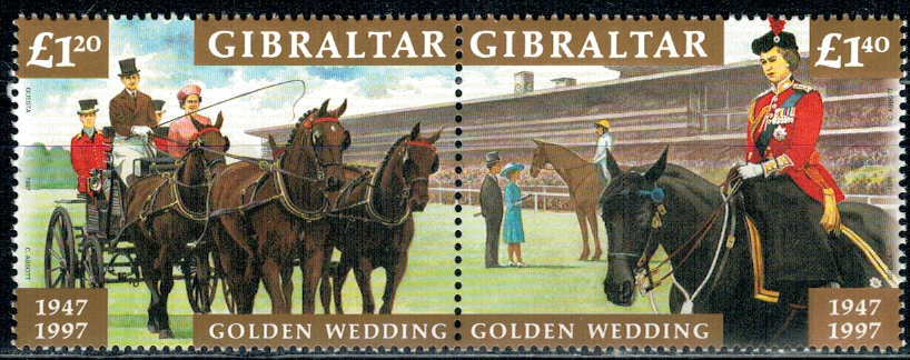 ROCZNICA ŚLUBU KRÓLOWEJ ELŻBIETY II GIBRALTAR MI.801-802**