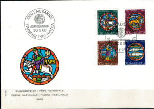 FDC WITRAŻE SZWAJCARIA MI.874-877