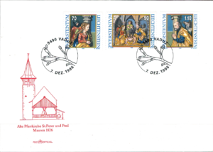 FDC BOŻE NARODZENIE LIECHTENSTEIN MI.1183-1185