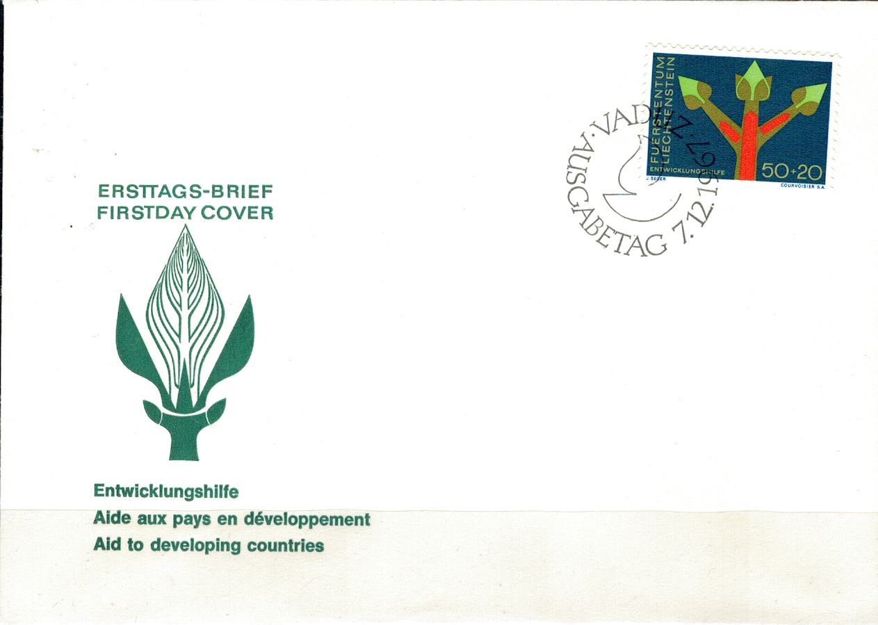 FDC POMOC ROZWOJOWA LIECHTENSTEIN MI.485