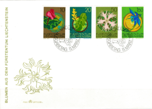 FDC KWIATY LIECHTENSTEIN MI.539-542