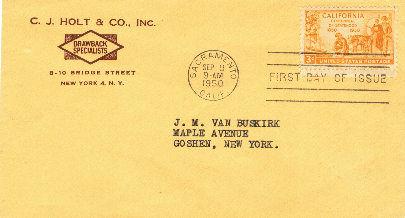 FDC STULECIE STANOWOŚCI KALIFORNII USA MI.615