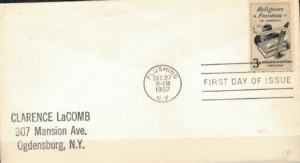 FDC RELIGIJNA WOLNOŚĆ W AMERYCE USA MI.722 NR3