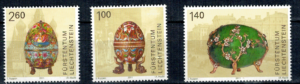 OZDOBNE JAJA CARÓW  LIECHTENSTEIN MI.1588-1590**