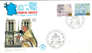 WIZYTA JANA PAWŁA II FRANCJA - UNESCO KOPERTA