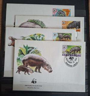 FDC ZWIERZĘTA WWF LIBERIA MI.1315-1318