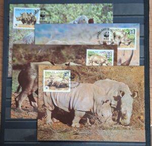 ZWIERZĘTA WWF ESWATINI MI.528-531 KARTY MAXIMUM