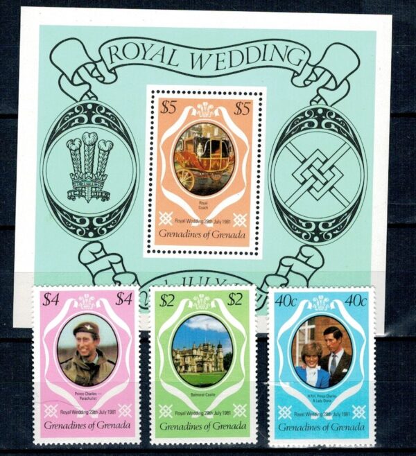KRÓLEWSKIE WESELE GRENADINES I GRENADA MI.446-450A+BL.66**